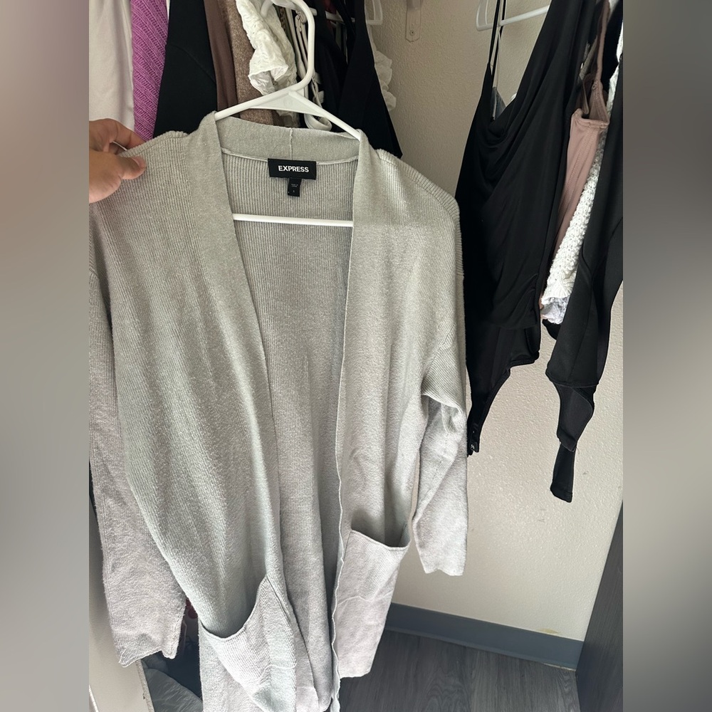 Express Women's Light Gray Cardigan